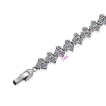 สร้อยข้อมือทองคำขาว 18k white gold filled ประดับเพชร CZ เปล่งประกายรอบชิ้น