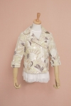 SALE พร้อมส่ง -  เสื้อแขนสามส่วน กระดุมคู่พิมพ์ลาย แนวญี่ปุ่น