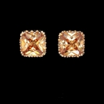 ต่างหูทองอิตาลี 18KRGP ประดับเพชร CZ สีแชมเปญเจียระไนแบบ arrow cut สวยมากค่ะ