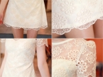 ชุดเดรสสั้น สีขาว ผ้าโพลิสเตอร์ ด้านหน้าผ้าไหมแก้ว