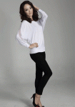 เสื้อแฟชั่น สีดำ ผ้ายืดไลคร่า แขนยาวเย็บผ้าโปร่ง