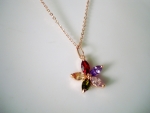 สร้อยคอทองคำสีชมพู 18k Pink Gold / Rose Gold Plated พร้อมจี้คริสตัลออสเตรียแท้ สวยมากค่ะ
