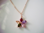 สร้อยคอทองคำสีชมพู 18k Pink Gold / Rose Gold Plated พร้อมจี้คริสตัลออสเตรียแท้ สวยมากค่ะ
