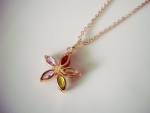 สร้อยคอทองคำสีชมพู 18k Pink Gold / Rose Gold Plated พร้อมจี้คริสตัลออสเตรียแท้ สวยมากค่ะ