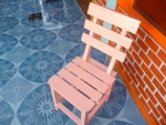 เก้าอี้ไม้สนพนักพิงเอียงทำสี