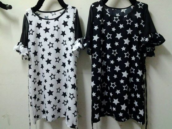 ** bt1290 ** เดรส ขาวดำ