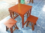 โต๊ะชุดไม้สน+เก้าอี้ไม้สนขาตาลทำสี