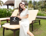 Mix dress แฟชั่นเกาหลี ผ้าชีฟอง แขนระบายกว้าง แต่งสายห้อยด้านหลัง
