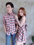 เสื้อคู่รัก เซต Kimonori scott set เซตคู่รักลายสก้อต