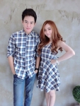 เสื้อคู่รัก เซต Kimonori scott set เซตคู่รักลายสก้อต