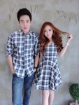 เสื้อคู่รัก เซต Kimonori scott set เซตคู่รักลายสก้อต