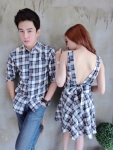 เสื้อคู่รัก เซต Kimonori scott set เซตคู่รักลายสก้อต
