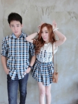 เสื้อคู่รัก เซต V-block scott set เซตคุ่รักงานปักสุดสวย