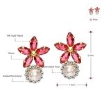 ต่างหูทอง 14k gold plated ประดับเพชร CZ และมุกสังเคราะห์สีชมพูอ่อนดีไซน์หวาน