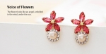 ต่างหูทอง 14k gold plated ประดับเพชร CZ และมุกสังเคราะห์สีชมพูอ่อนดีไซน์หวาน