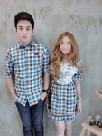 เสื้อคู่รัก เซ็ต Floweryhill scott set เซ็ตคู่รักลายสก็อตปักอกด้วยผ้าลูกไม้ลายสวย