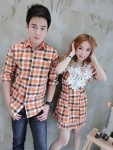 เสื้อคู่รัก เซ็ต Floweryhill scott set เซ็ตคู่รักลายสก็อตปักอกด้วยผ้าลูกไม้ลายสวย
