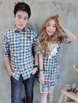เสื้อคู่รัก เซ็ต Floweryhill scott set เซ็ตคู่รักลายสก็อตปักอกด้วยผ้าลูกไม้ลายสวย