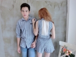 เสื้อคู่รัก เซ็ต Evenue-way set เซ็ตคู่รักลายทางน่ารักๆ