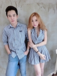 เสื้อคู่รัก เซ็ต Evenue-way set เซ็ตคู่รักลายทางน่ารักๆ