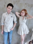 เสื้อคู่รัก เซ็ต Evenue-way set เซ็ตคู่รักลายทางน่ารักๆ
