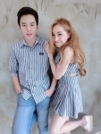 เสื้อคู่รัก เซ็ต Evenue-way set เซ็ตคู่รักลายทางน่ารักๆ