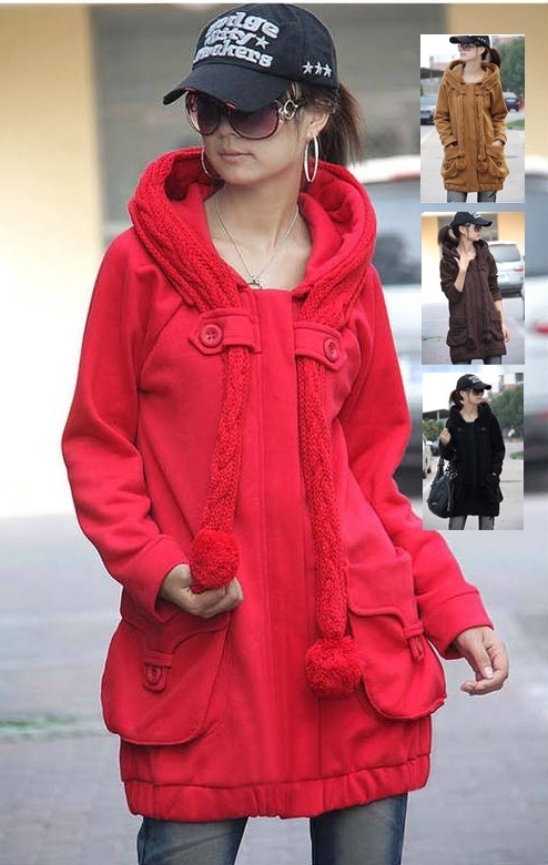 เสื้อกันหนาว ทรงหลวม มีฮูด แฟชั่นเกาหลี  (