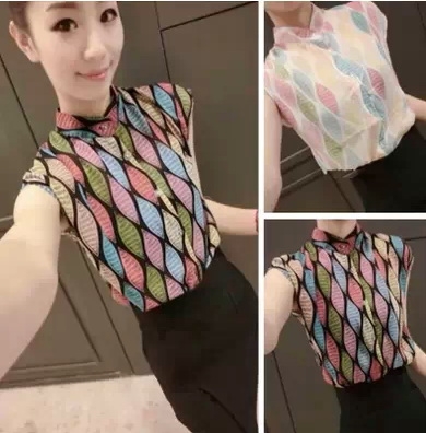 เสื้อแขนกุด สีเหลือง เขียว คอจีน สำหรับลุคลำลอง ใส่สบายๆ แฟชั่นเกาหลี