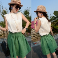 เสื้อแขนกุด สีขาว คอกลม ซิปหลัง ใส่สบายๆ แฟชั่นเกาหลี