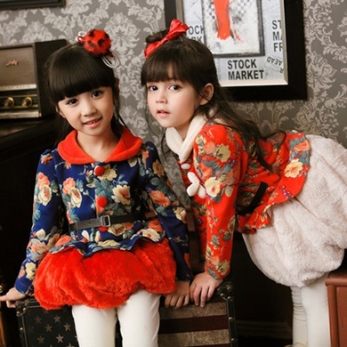 ชุดเด็กผู้หญิงดอกไม้หวาน แขนยาว แฟชั่นเกาหลี