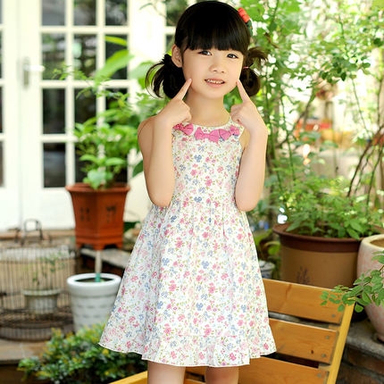 PG5709019ชุดเด็กผู้หญิงกระโปรงดอกไม้หวาน แขนกุด แฟชั่นเกาหลี (พรีออเดอร์)รอ 3 อา