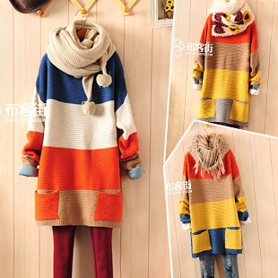 CW5706014 เสื้อไหม ถัก คอปาด กระเป๋าหน้า สไตร์ญี่ปุ่นอบอุ่นมาก (พรีออเดอร์) รอ 3