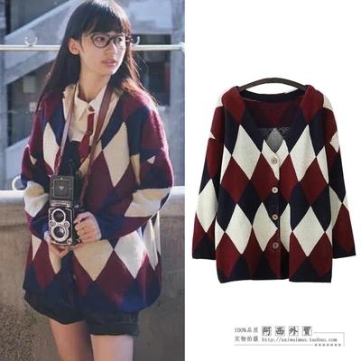 QW5709007 เสื้อกันหนาว ไหมพรมลายวินเทจ กระดุมหน้า วินเทจ แฟชั่นเกาหลี (พรีออเด QW5709007 เสื้อกันหนาว ไหมพรมลายวินเทจ กระดุมหน้า วินเทจ แฟชั่นเกาหลี (พรีออเด