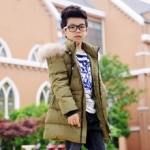 DM5710004 เสื้อโค้ทเด็กผู้ชายเกาหลี มีฮูดแต่งเฟอร์ขน ซิปหน้า ผ้าผสมขนสัตว์ อบอุ่