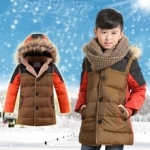 DM5710008 เสื้อโค้ทเด็กผู้ชายเกาหลี มีฮูดแต่งเฟอร์ขน ซิปหน้า ผ้าผสมขนสัตว์ อบอุ่