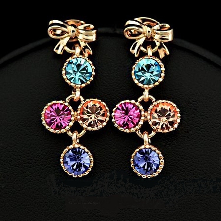 ต่างหูทองสีมพู 18K Pink Gold Plated ประดับ Stellux Austrian Crystal สีหวานสดใส น ต่างหูทองสีมพู 18K Pink Gold Plated ประดับ Stellux Austrian Crystal สีหวานสดใส น