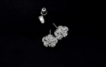 ต่างหูทองคำขาว 18K White Gold Plated ประดับเพชร CZ เกรดพรีเมี่ยมดีไซน์ดอกไม้