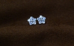 ต่างหูทองคำขาว 18K White Gold Plated ประดับเพชร CZ เกรดพรีเมี่ยมดีไซน์ดอกไม้