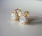 ต่างหูทอง 18k gold filled ประดับเพชร CZ ดีไซน์หยดน้ำ สวยหรู