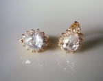 ต่างหูทอง 18k gold filled ประดับเพชร CZ ดีไซน์หยดน้ำ สวยหรู