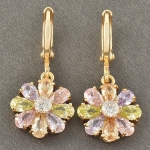 ต่างหูทองคำ 18k gold filled ประดับเพชร CZ หลากสี ของจริงสวยน่ารักมากค่ะ