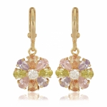 ต่างหูทองคำ 18k gold filled ประดับเพชร CZ หลากสี ของจริงสวยน่ารักมากค่ะ