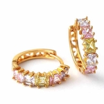 ต่างหูทอง 18k gold filled ประดับเพชร CZ สีหวานหลากสี เปล่งประกาย น่ารักมากๆ ค่ะ