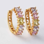 ต่างหูทอง 18k gold filled ประดับเพชร CZ สีหวานหลากสี เปล่งประกาย น่ารักมากๆ ค่ะ