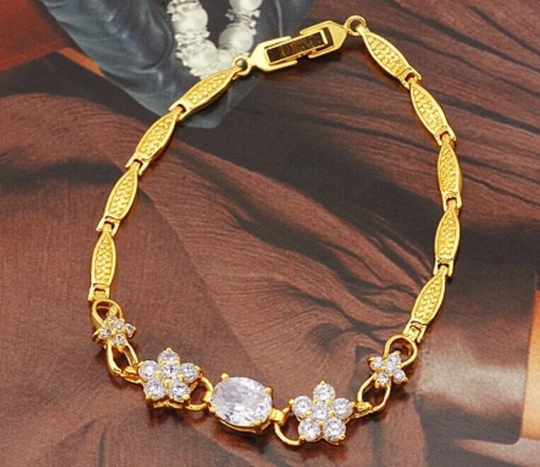 สร้อยข้อมือทองคำ 18k gold filled ประดับเพชร CZ เปล่งประกาย ดีไซน์สวยหรู