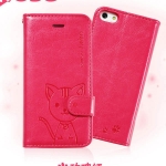 เคสไอโฟน 6 (4.7) เคสฝาพับ Domi cat สีชมพูเข้ม