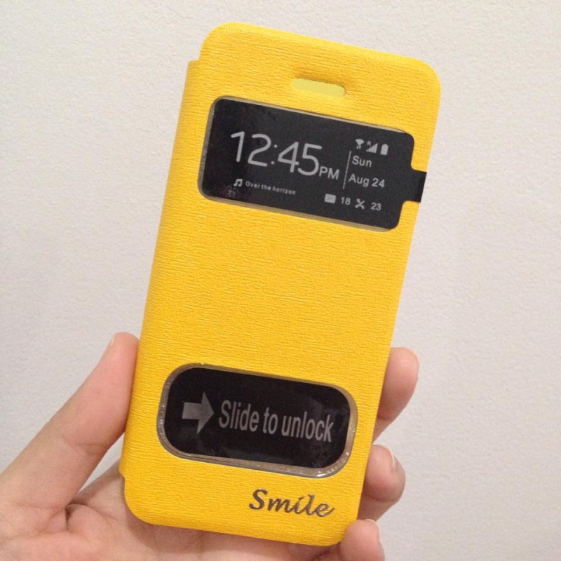 เคสไอโฟน 6 (4.7) เคสฝาพับ smile สีเหลือง