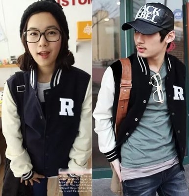 KW5711025 เสื้อคลุมกันหนาวเบสบอล สาวเกาหลี แต่งอักษร R อก(พรีออเดอร์) รอ 3 อาทิต