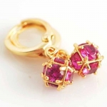 ต่างหูทอง 18k gold filled ประดับด้วยเพชร CZ สีทับทิม ดีไซน์สวย น่ารักมากๆ ค่ะ