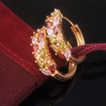 ต่างหูทอง 18k gold filled ประดับเพชร CZ สีหายากหลากสี ของจริงสวยมากค่ะ
